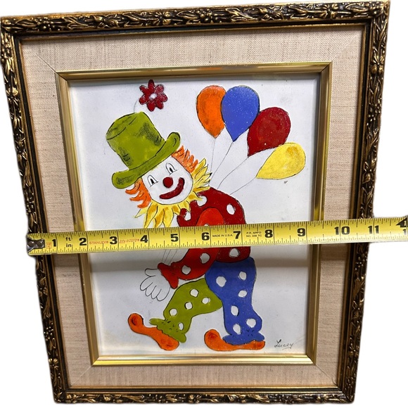 Cute Vintage Jean Lucey Enameled Copper Clown Painting - Great Quality & Detail - Picture 4 of 5